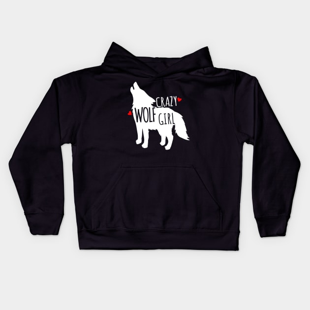 crazy wolf girl Kids Hoodie by kenjones